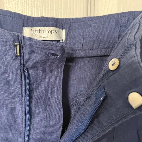 Lanthropy Culotte Linen Pant Deep Blue Lagenlook Size Small