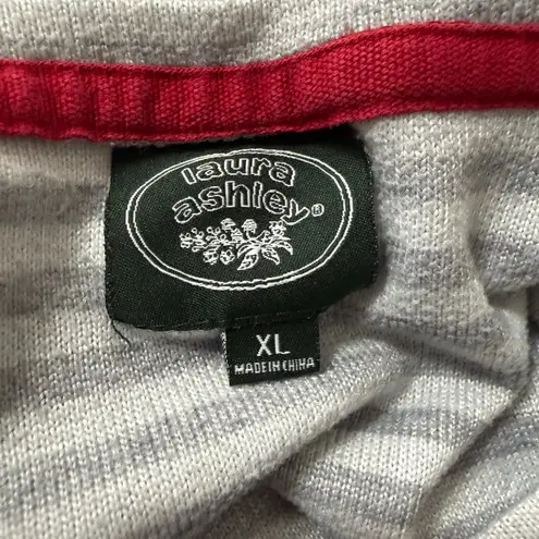 Laura Ashley Pajama Top XL Gray White Striped Love
