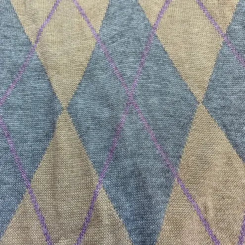 Plenty by Tracy Reese Argyle Sweater Vest Sleeveless Knit Top Dress Medium Retro Tan