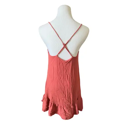 Lulu's Strappy Rust Orange Guazy SunDress MEDIUM Casual Date Night Size XS