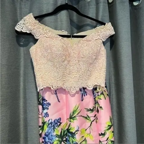 Val Stefani 3060 pink lace floral two piece mermaid prom dress NEW 0