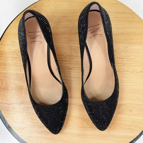 INC International Concepts Zitah Rhinestone Bling Covered Pumps Heels Black 7