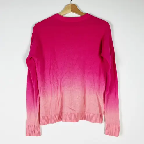 Alice And Olivia Gleeson Dip Dye Ombre Pink Long Sleeve Cashmere Sweater XS