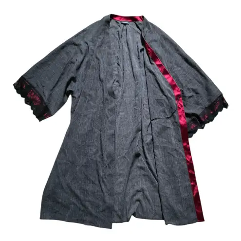 La Perla Short Silk Blend Gray Robe Made in Italy Women Size Medium MISSING BELT