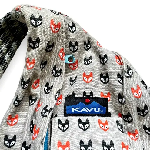 KAVU  RARE Fox Trot Print Rope Sack Sling Bag