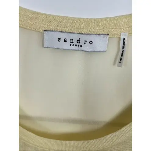 Sandro Paris Linen Front Sheer Back Sleeveless Tank Top Light Yellow Medium