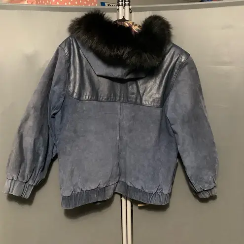 Marvin Richards Vintage VTG Women's Leather Jacket, Size L, Blue