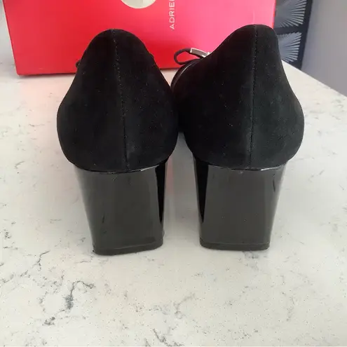 Adrienne Vittadini black suede pumps block heel shoes size 9.5 party court shoes