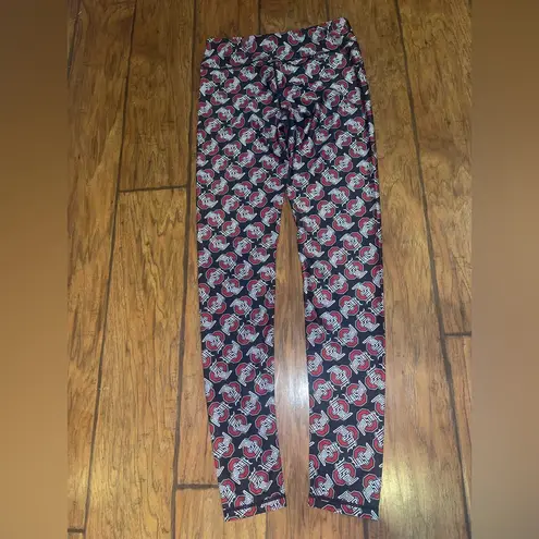 Ohio State Buckeyes black red leggings pants size medium authentic apparel EUC