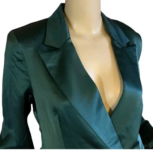 HOUSE OF HARLOW 1960 GREEN SATIN COCKTAIL BLAZER (M) Size M