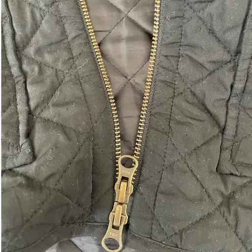 J Jill Heritage Women Quilt Vest XS Black Lightweight Full Zip Gorpcore Neutral