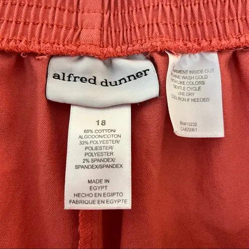 Alfred Dunner Pants Coral Pull On Flat Front Straight Leg Sz 18 Tik-Tok *See Dsx