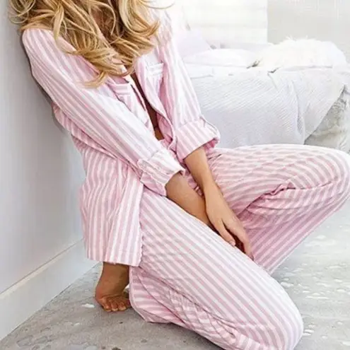 Victoria's Secret ✨  Pink/Grey Metallic Silver Striped Pajama Pants✨