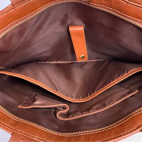 RACHEL ROY Genuine Leather Medium Laptop or iPad Tote Handbag Carry On Brown