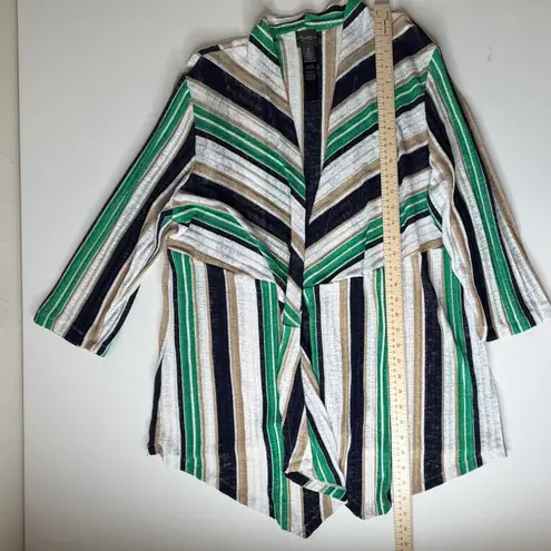 Chico's Travelers Striped Open Cardigan Size 3 XL Lightweight Sheer Boho Stretch