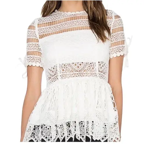 Alexis Lace Fit and Flare Juliana Top White Size Medium