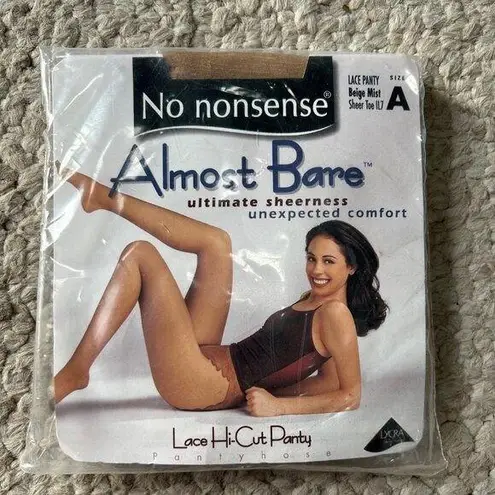 No Nonsense Almost Bare Sheer Pantyhose Hi Cut Lace Panty Beige Mist Sz A Tan