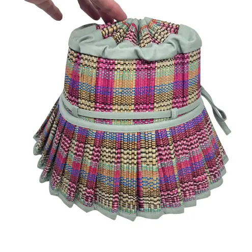 Lorna Murray Apparel Capri Hat Paradiso Rattan Beach Bucket Pleated Woven Medium Blue - Image 9