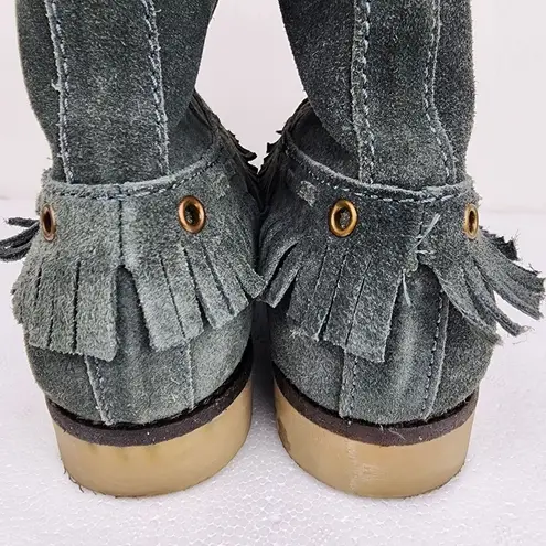 Coolway Grey Suede Fringe Ankle Boot Booties Boho Comfort Shoes Size 8