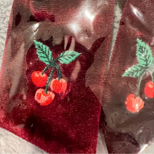 NWT Rifle Velvet Cherry Embroidered Hair Scrunchie Red