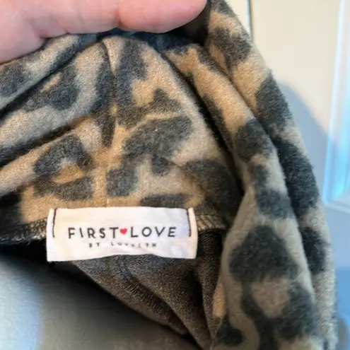 First Love Small Leopard Animal Print Chevron Cowl Neck Sweater Top