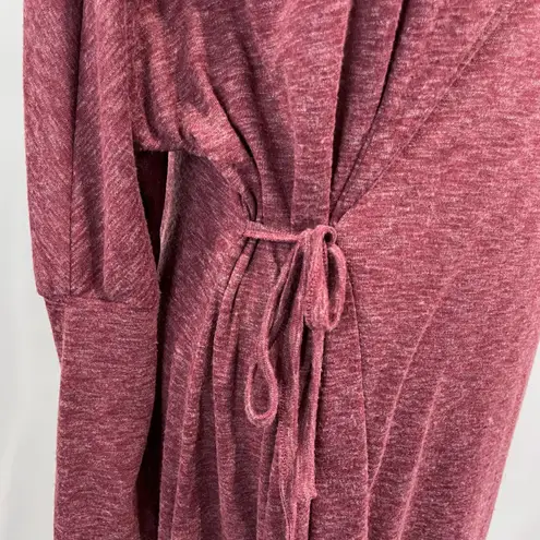 Caslon New Soft Knit Long Sleeve Side Tie Midi Dress Red Heather Size Medium