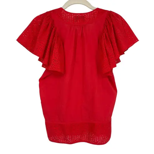 PEPIN Anthropologie Red Flutter Sleeve Tunic Top Blouse Size XS
