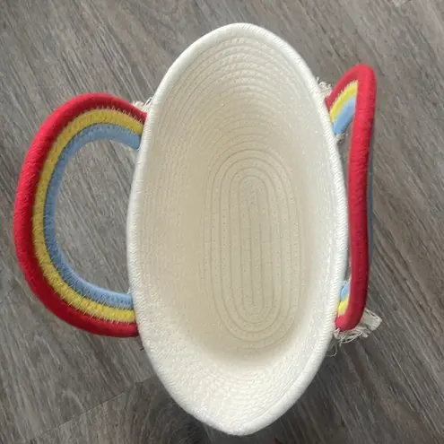 Rainbow Handle Tote Purse White