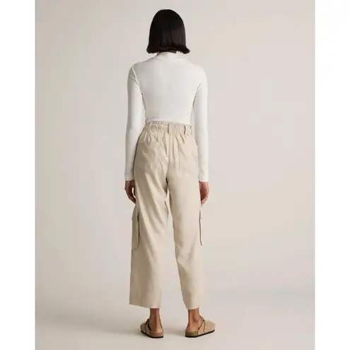 Quince Women's Vintage Wash Tencel Drawstring Cargo Pants Size Large In Shale