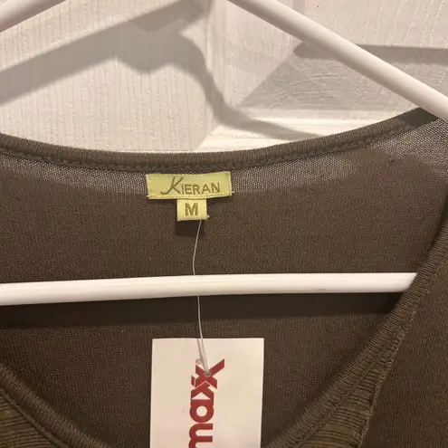 Kieran Olive Green Ruffle Front 3/4 Sleeve Button Up Cardigan Medium NWT