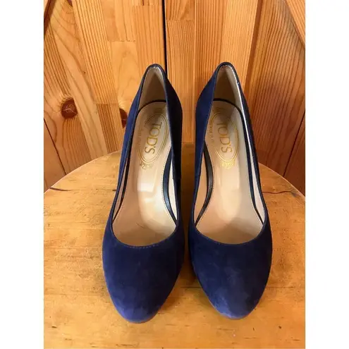 Tod's Tod’s GOMMA T75 SUEDE WEDGE IN NAVY BLUE size 34/4