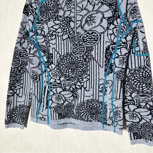 Title Nine Women’s Wool Blend Pull Over Sweater 1/4 Zip Outdoor Floral Print M