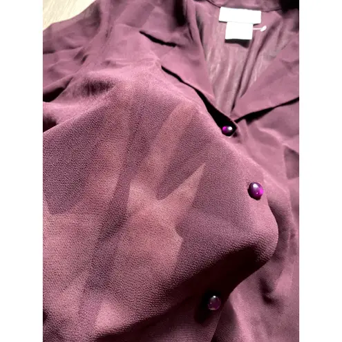 Vintage 90s Sheer Slinky Burgundy Blouse 12 Silky Model Off Duty Fairy Grunge Red