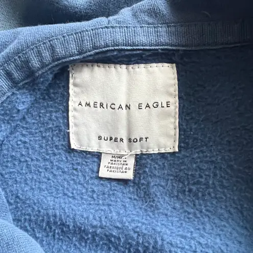 American Eagle Super Soft Blue Distressed Oversized Hooded Sweatshirt