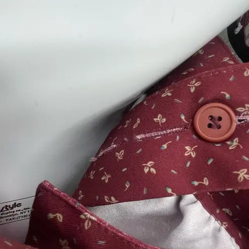 Vintage 1950s floral print Angelica apron / dress button strap home maker OS Red