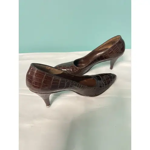 Vintage 7.5A Brown Alligator Crocodile Women's Shoes S