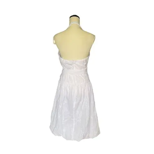 Bisou Bisou White Eyelet Halter Fit-and-Flare Dress Size 10 Casual Summer