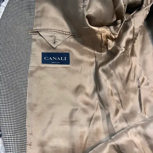 Houndstooth Canali Silk Wool Brown Black Suit Jacket Men’s Blazer