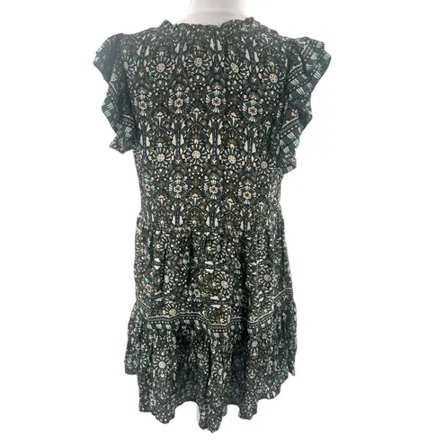 Omika Wilora Double Ruffle Sleeve Mini Dress Malia Pistachio Sz S Green