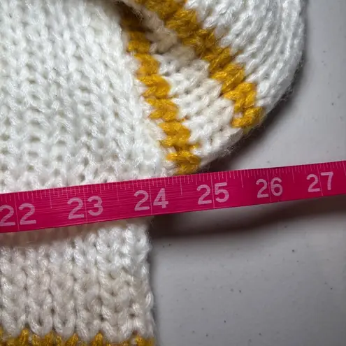 Leche Cream Gold Striped Loose Knit Long Sleeve Sweater L Large Soft Preppy Tan