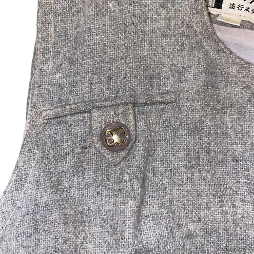 Vintage mid century 50s wool belted sleeveless grey red twee dress Fall Academia Gray