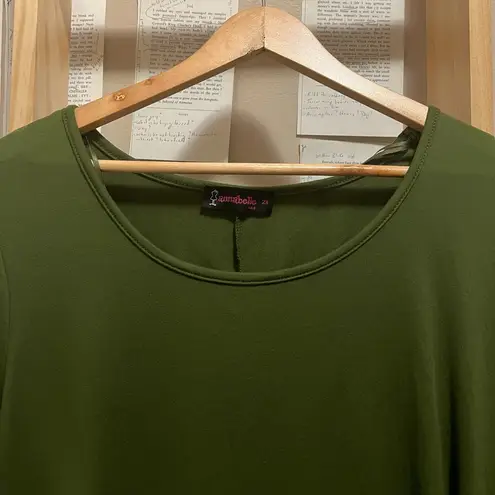 Plain Dark Green One Third Sleeve Midi Dress Made in USA Size 2X