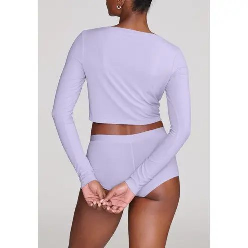 🆕 CUUP Modal Silk Rib Cropped Cardigan in Lilac Purple Size M