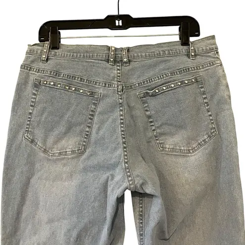 Very Vera Rhinestone Embellished Light Wash Jeans, Sz 14 Blue