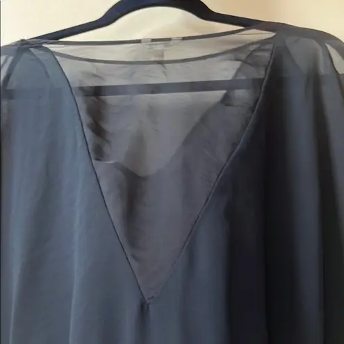 Heritage 1981 | Elegant Navy Sheer Women's Top Size Large