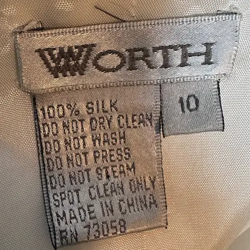 Worth White with Silver Beading Silk Side Zip Bustier Size 10 Party Holidays