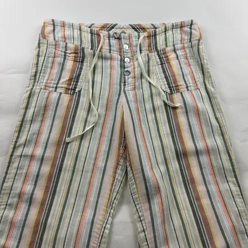 Sundance Neutral Striped Cotton Wide Leg Lounge Pant M