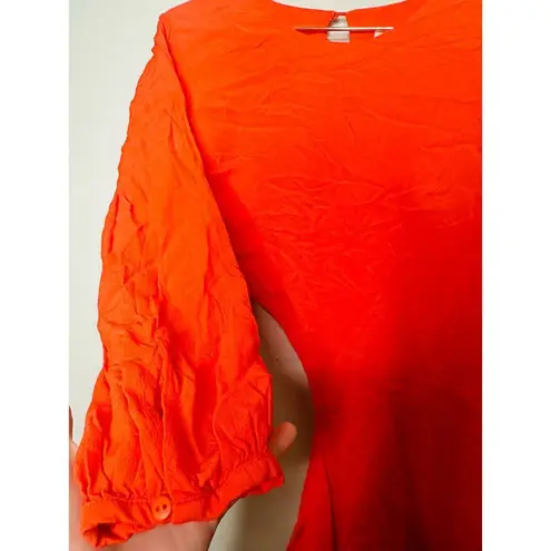 Ba&sh Orange Crepe Hourglass Long Sleeves Mini Dress Size Small
