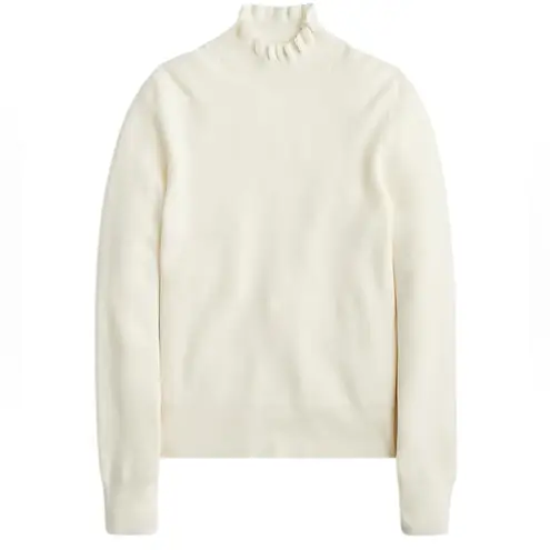 J.Crew  - NWOT Ruffle Mockneck Merino Wool Blend Sweater Sz M - Image 2