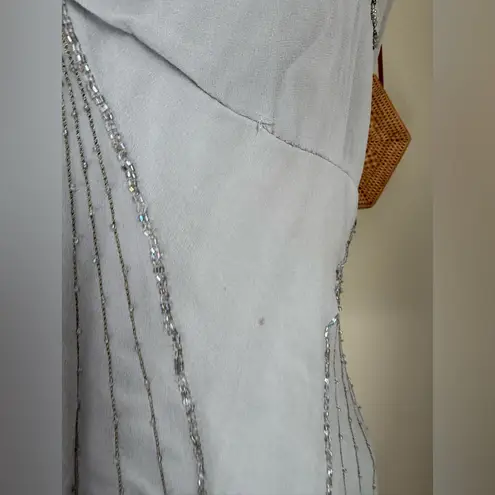 Alain Weiz Beaded Silk Camisole, Size 16 Gray